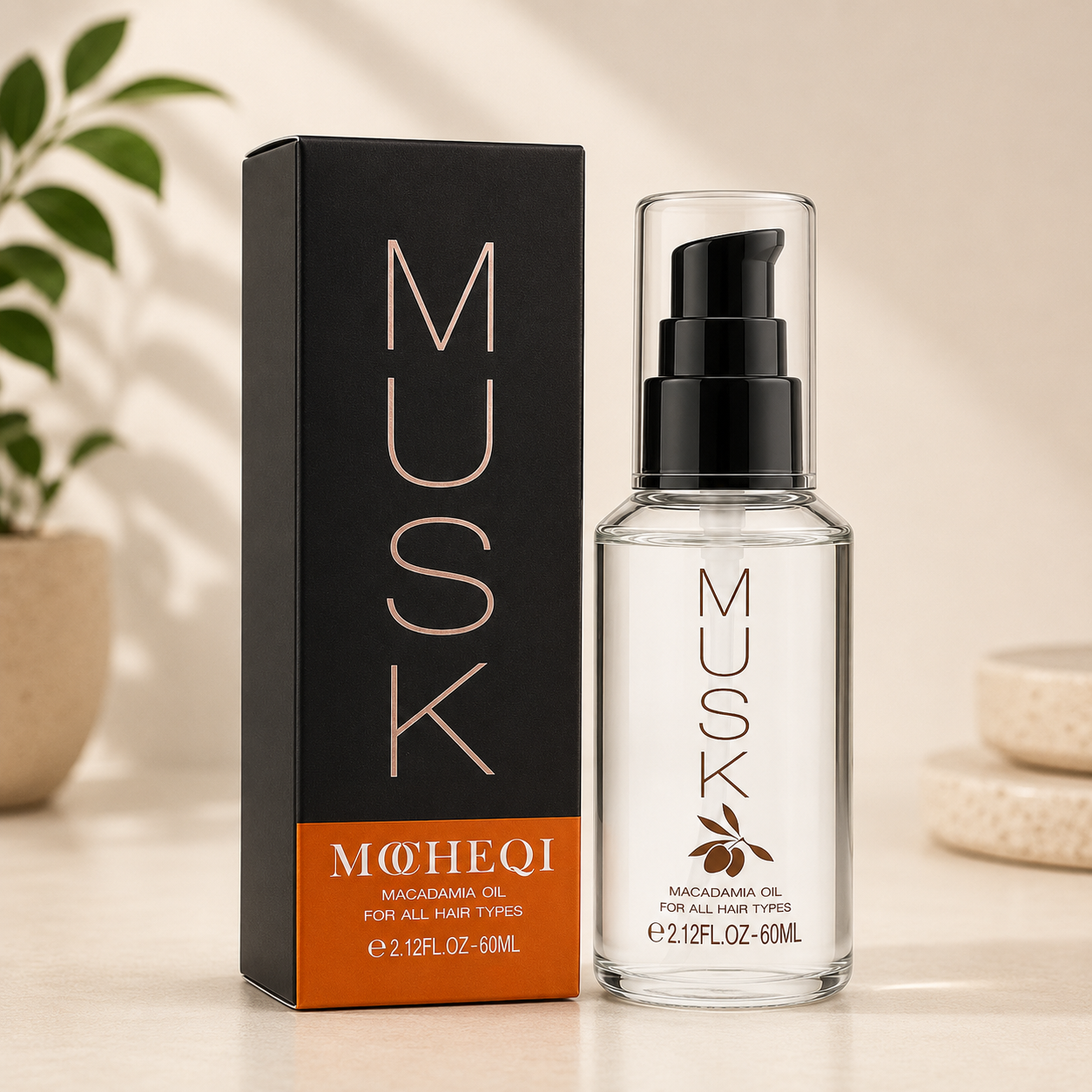 MOCHEQI Musk Macadamia Hair Oil (60ml)
