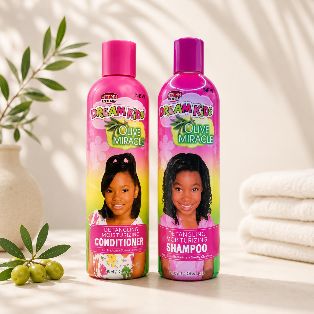 African Pride Dream Kids Olive Miracle Detangling &amp; Moisturizing Duo