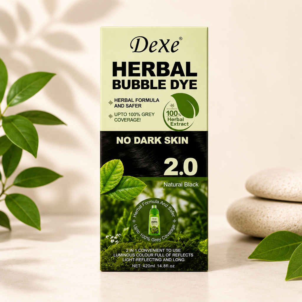 Dexe Herbal Bubble Hair Dye Shampoo 2.0 – Natural Black Hair Color | 100% Grey Coverage | Herbal Formula | No Ammonia