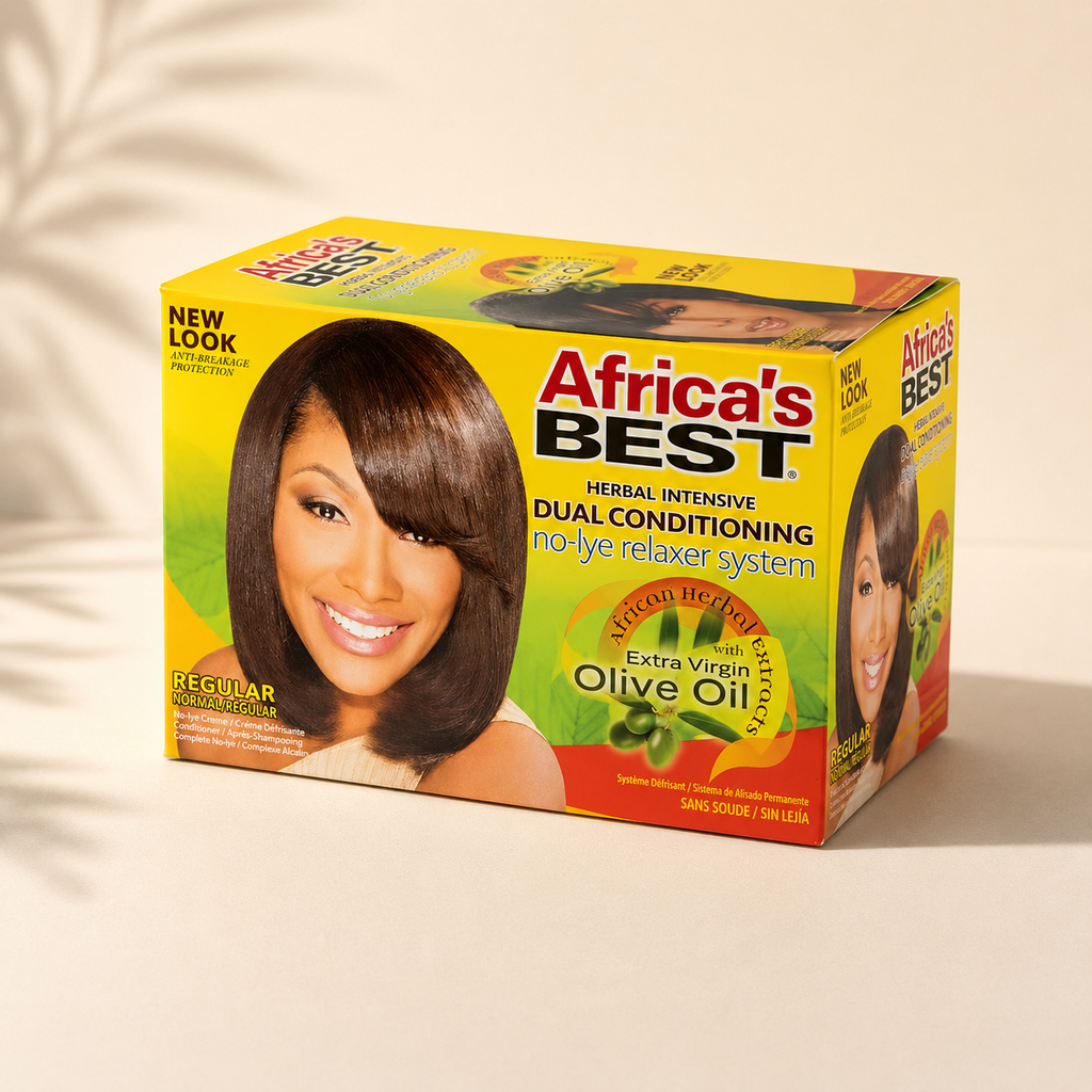 Africa’s Best Herbal Intensive No-lye Relaxer Kit Regular – Dual Conditioning Formula with Olive Oil