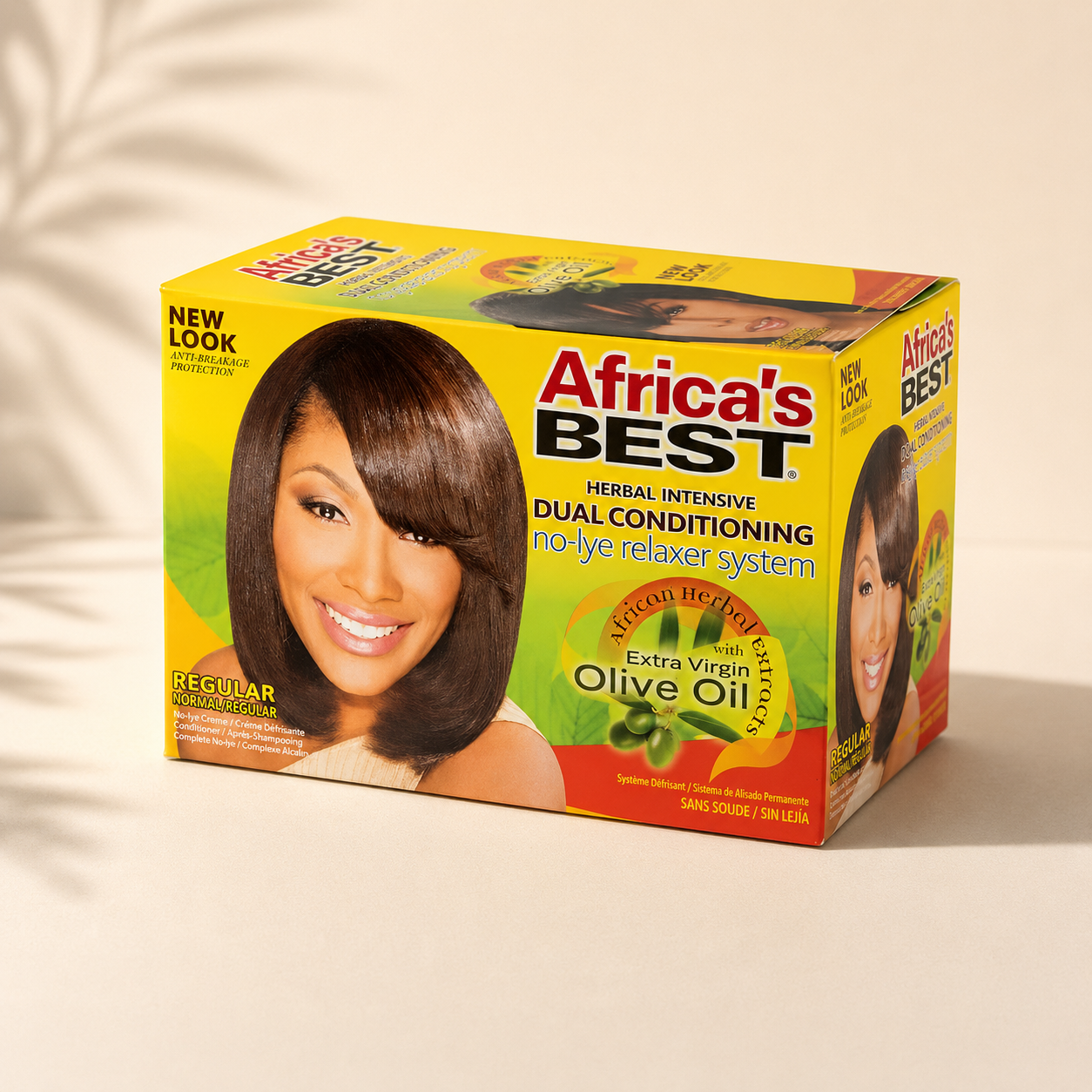 Africa’s Best Herbal Intensive No-lye Relaxer Kit Regular – Dual Conditioning Formula with Olive Oil