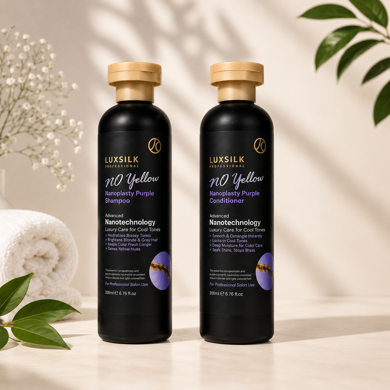 LUXSILK Professional No Yellow Nanoplasty Purple Shampoo &amp; Conditioner Duo