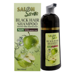 Salon Saga Black Hair Shampoo – Apple Extract Instant Grey Coverage (400ml)
