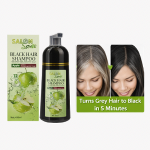 Salon Saga Black Hair Shampoo – Apple Extract Instant Grey Coverage (400ml)