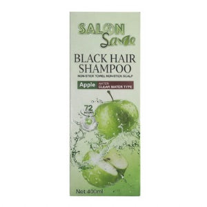 Salon Saga Black Hair Shampoo – Apple Extract Instant Grey Coverage (400ml)
