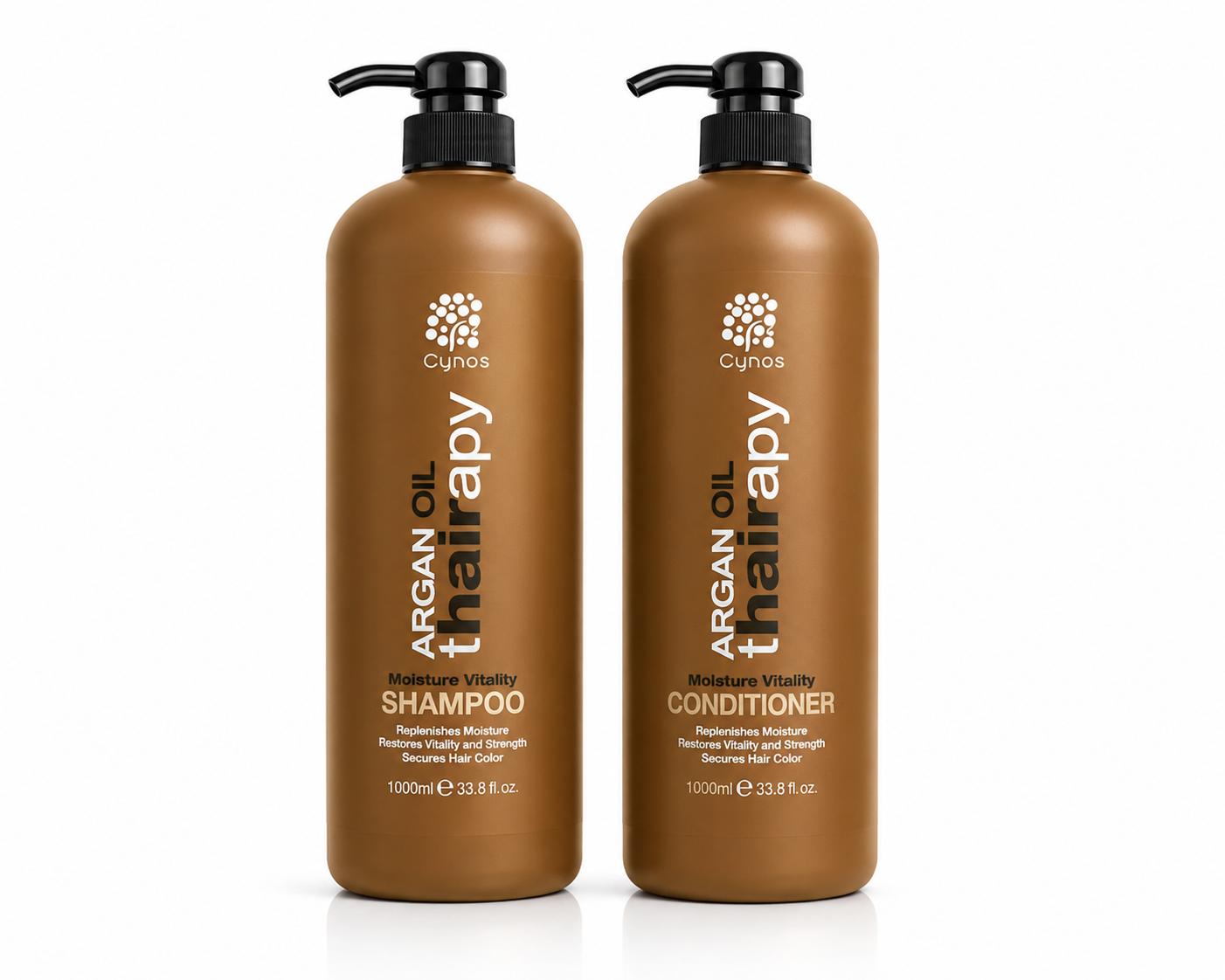 Cynos Argan Oil Thairapy Moisture Vitality shampoo and conditioner in 1000ml (33.8 fl oz)