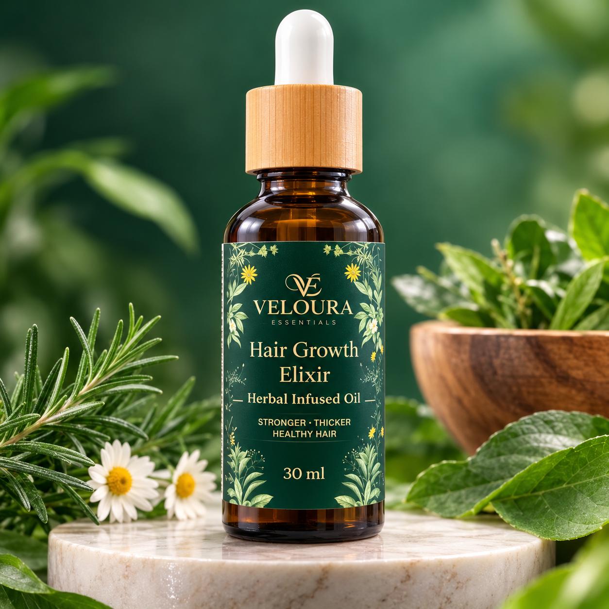 Veloura Hair Growth Elixir – Herbal Infused Oil (30ml)