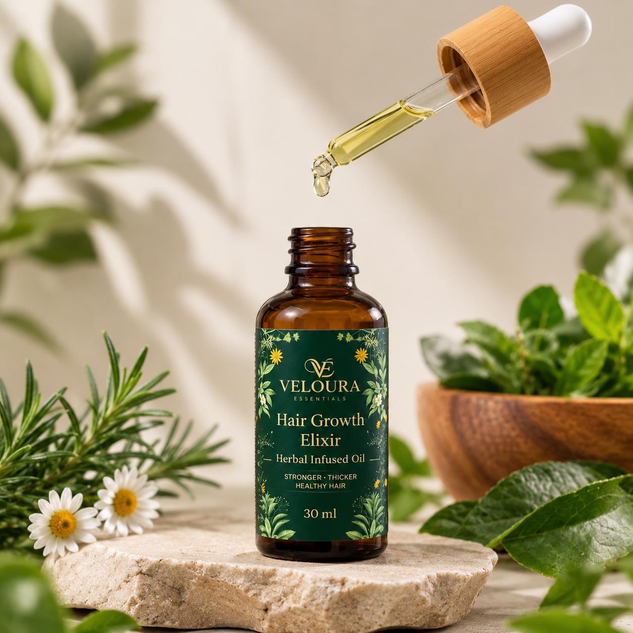 Veloura Hair Growth Elixir – Herbal Infused Oil (30ml)