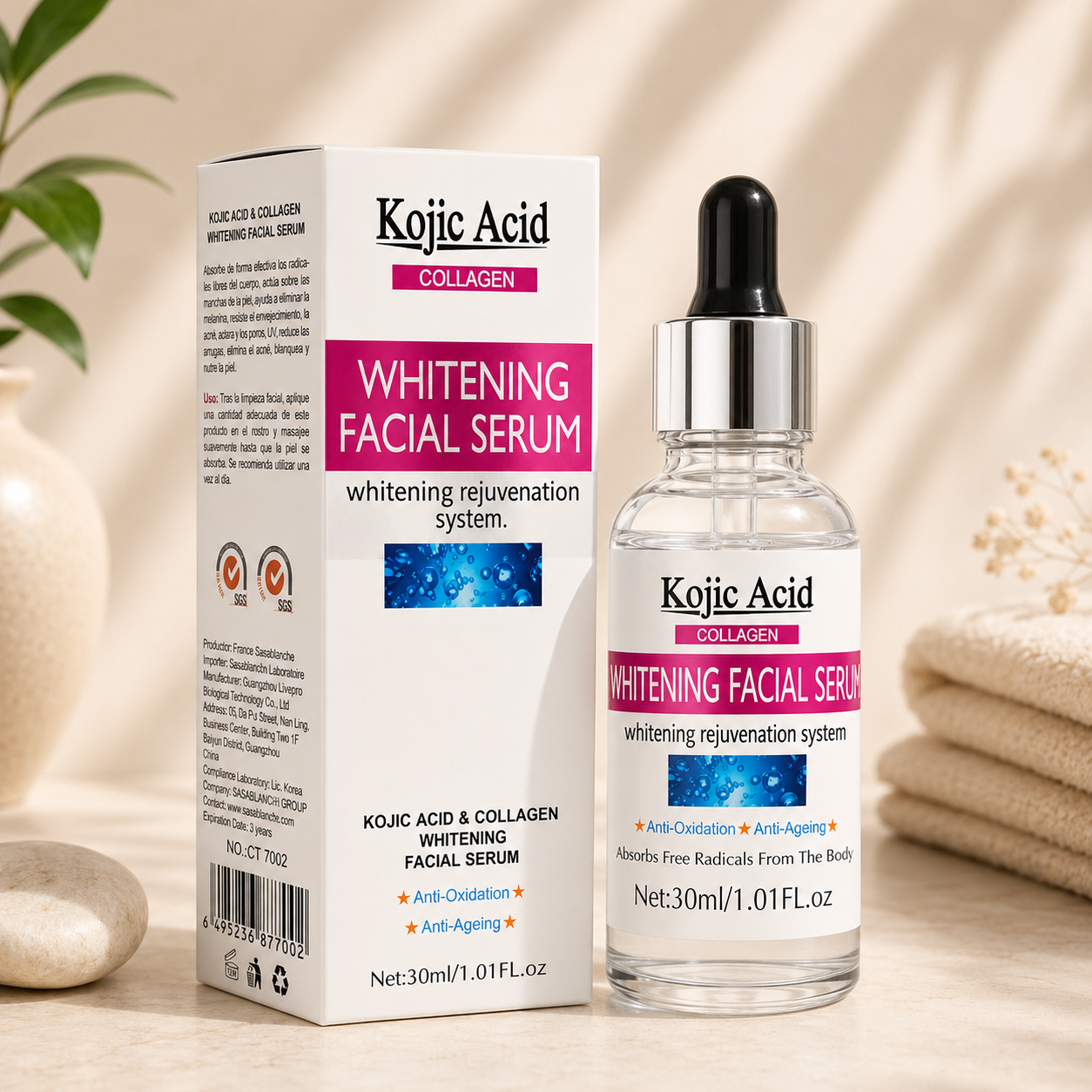 Kojic Acid & Collagen Whitening Facial Serum (30ml / 1.01 Fl. Oz.).