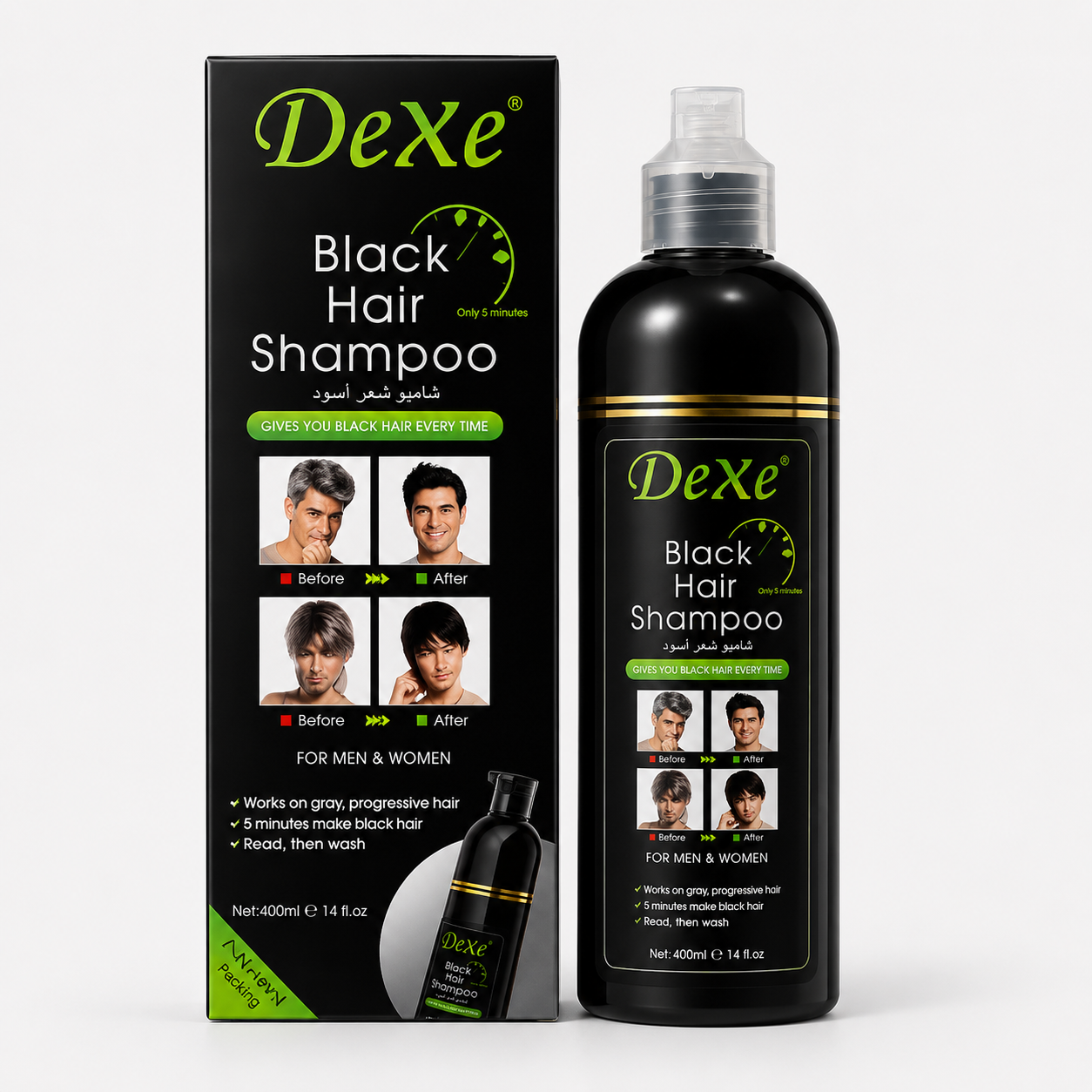 Dexe Black Hair Shampoo – Instant Grey Coverage Shampoo (400ml)