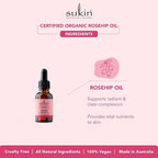Sukin Certified Organic Rosehip Oil 25ml | Face Oil for Dry & Dull Skin